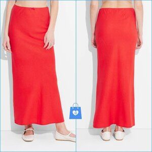 XXS - Womens Linen Bow-Front Maxi Skirt - Wild Fable - Red